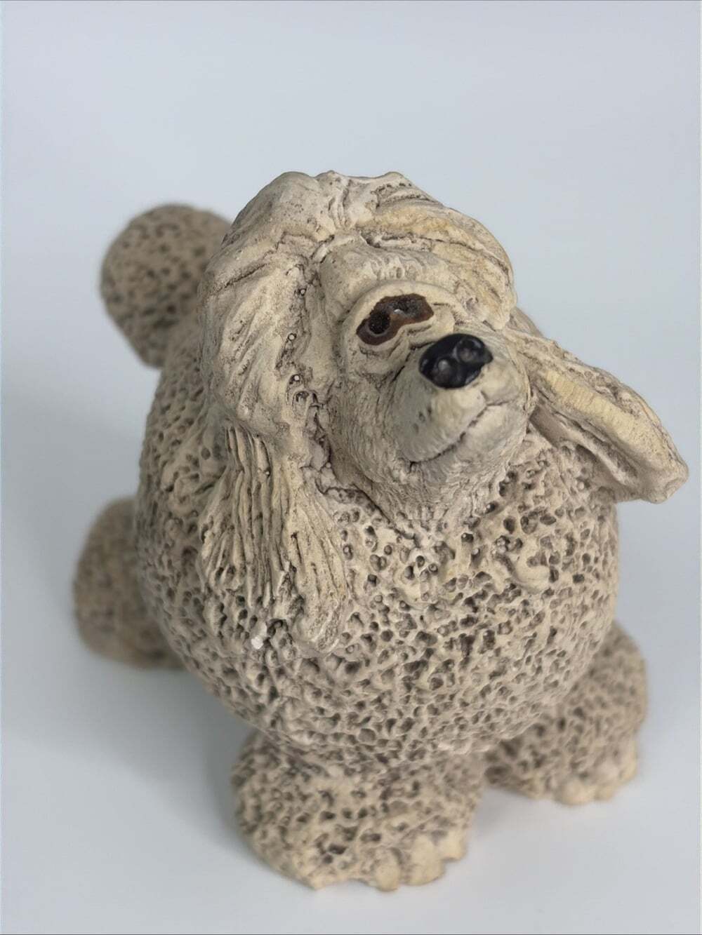 Whimsical Tan Poodle Dog Vintage Art Pottery 3.5” United Design